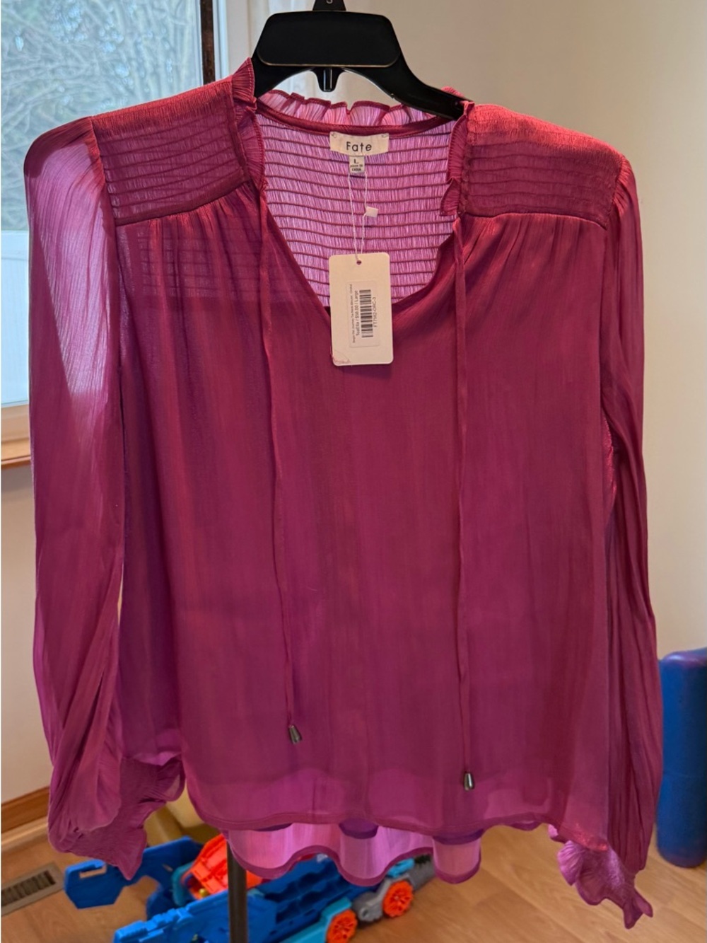 NWT Fate Begin the Journey Tie Neck Blouse